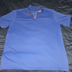 Wears Woody Gold Blaze Mini Zip Polo 4 Stripe Collar UPF 5 Bamboo XL Made In USA